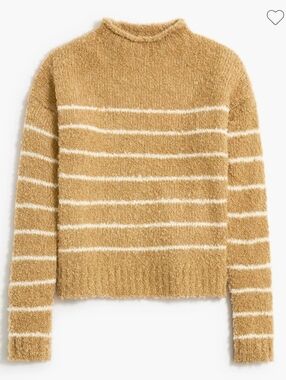 J. Crew Factory Boucle Striped Rollneck Sweater in Camel Natural size Medium